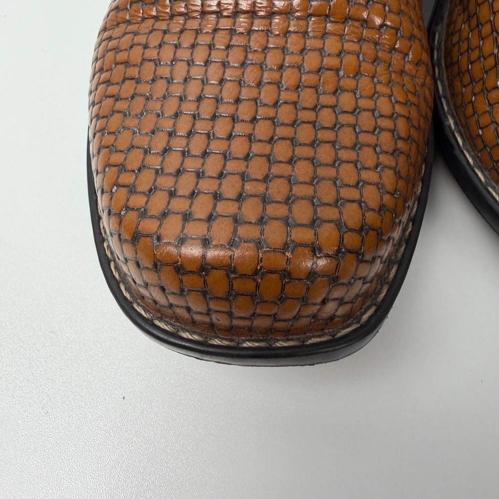Clarks Artisan Mules Woven Leather Buckle 7.5M Brown Wedge Clogs - Picture 7 of 14